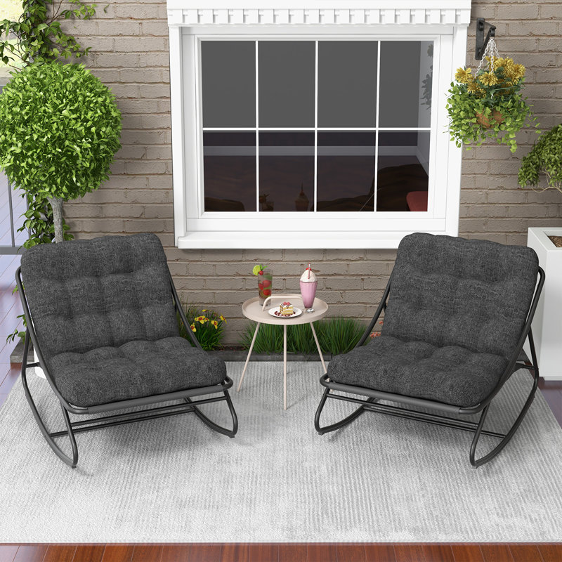 Outdoor Samba Rocker Chair with Cushions, Dark Grey / Dark Grey 