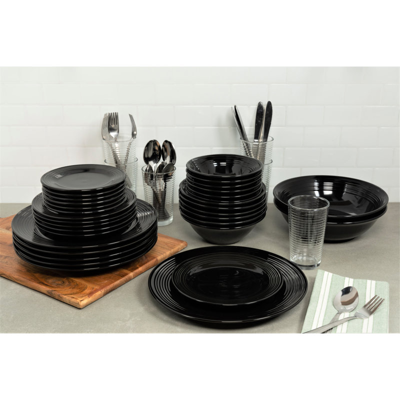 Service de table 62 pièces, service pour 6 Fennimore, Noir