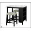 Table de salle à manger noire brillante avec tablettes de rangement et 2 tabourets, parfaite pour les espaces modernes et compacts