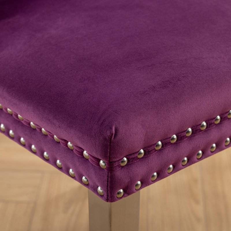 Chaise rembourrée capitonnée, Argent, Mauve