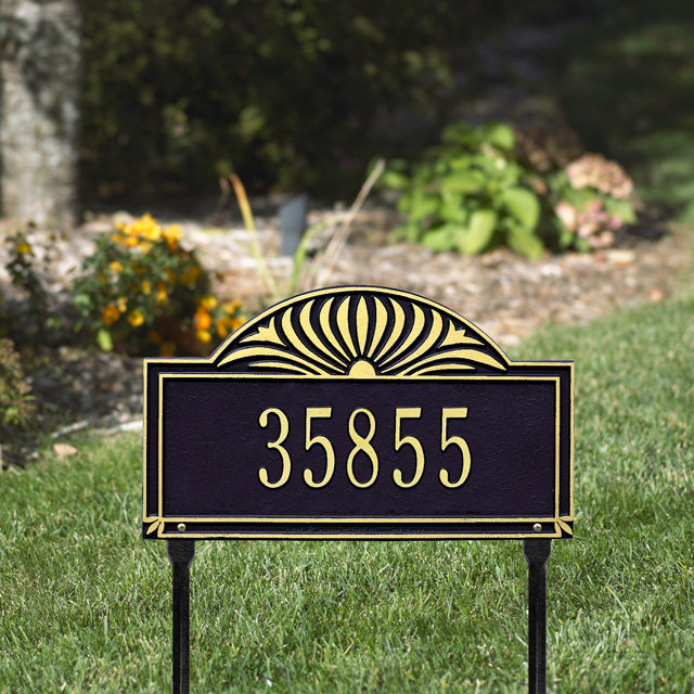 Panneau d'adresse Sunburst 1-Line, Bronze et doré, Oui