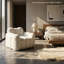 Canapé à une place Lotus. Fauteuil à billes en fausse fourrure avec tirettes. Aucun assemblage requis, blanc.-2024943238