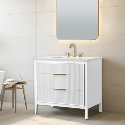 Bilroy 36'' Single Bathroom Vanity with Engineered Stone Top