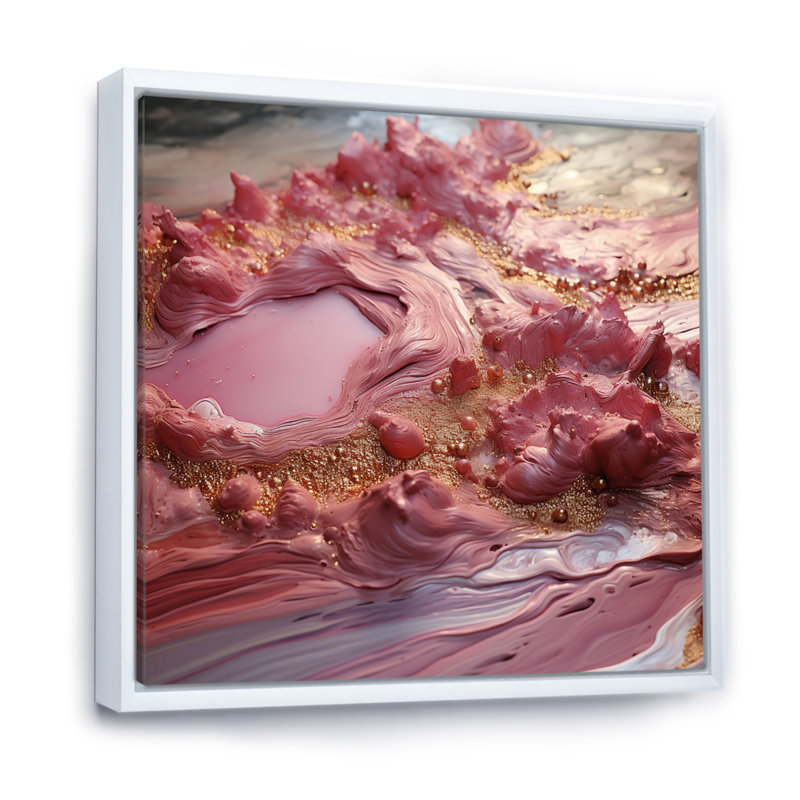 Rose, harmonie, or liquide - impression, Cadre flottant blanc, H 16 po x l 16 po x P 1 po