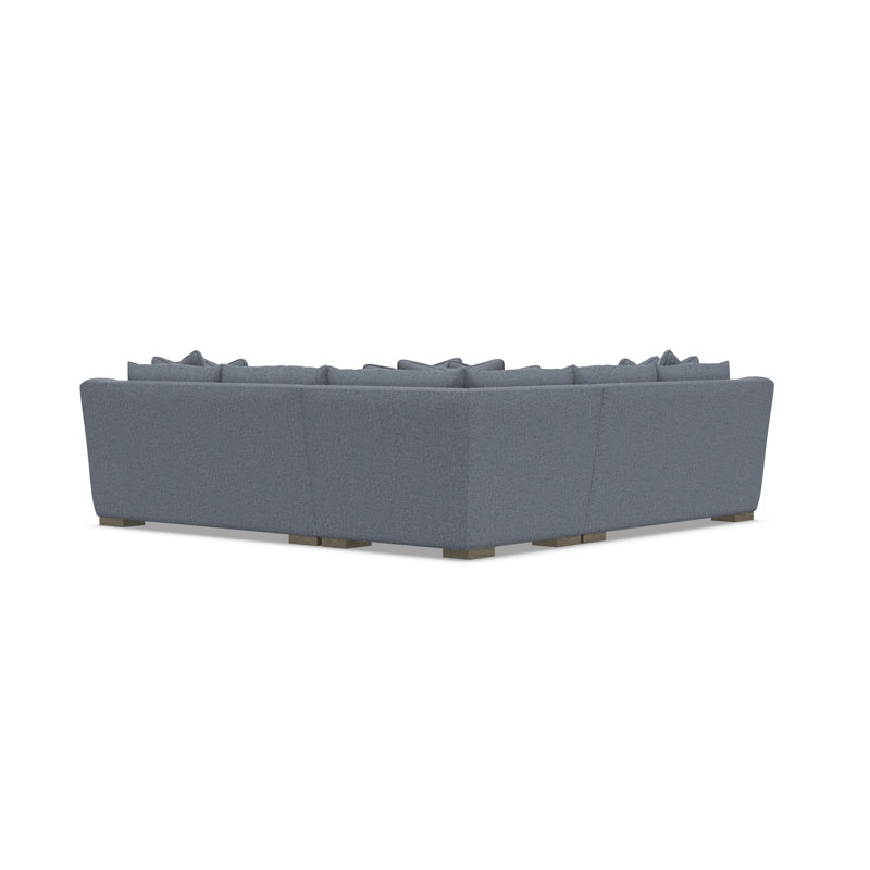 Sectional, Teal Polyester, 35" H x  110" W x 110" D, Symmetrical
