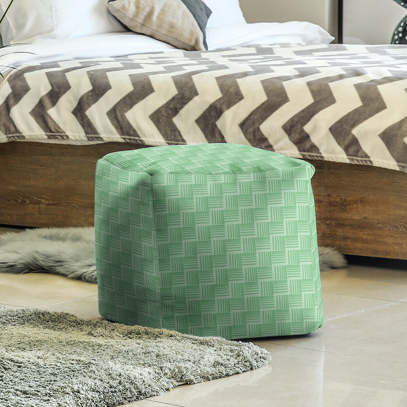 Repose-pieds cubique à rayures classic basketweave, Vert