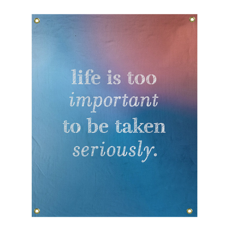 Tapisserie de levity et citation en polyester, H 80 po x l 59 po, Bleu / Rose