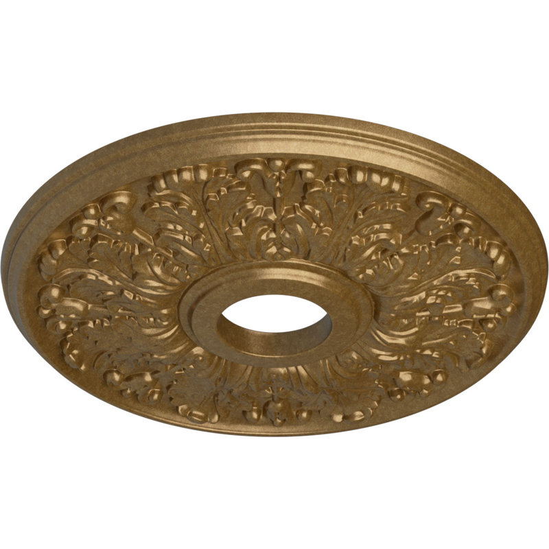 Médaillon de plafond Endurathane Apollo, DO 16 1/2 po x P 3 5/8 po x P 1 1/8 po (convient aux auvents jusqu'à 5 5/8 po), finition or pâle peinte à la main