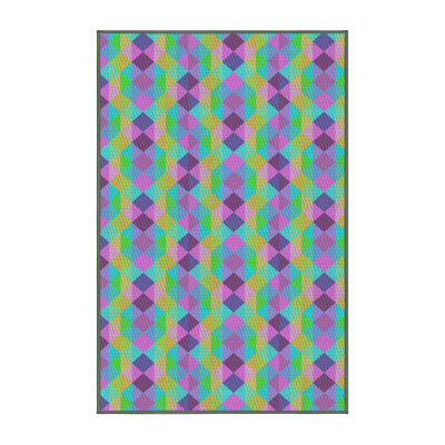 Tapis vert/rose/mauve à motifs Ingvild
