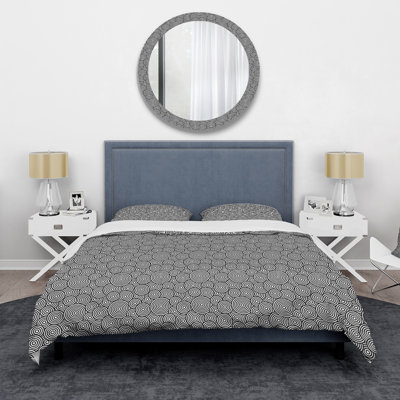 Ensemble de housse de couette moderne géométrique monochrome en polyester microfibre monochrome