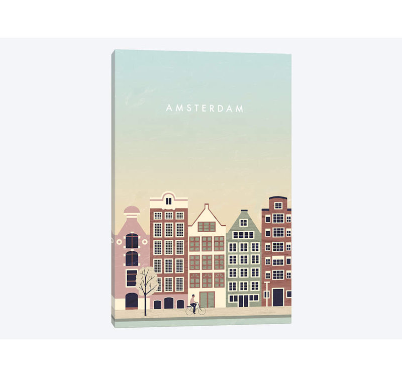 « amsterdam », impression sur toile, H 12 po x l 8 po x P 0,75 po, Pas de tapis, Toile tendue