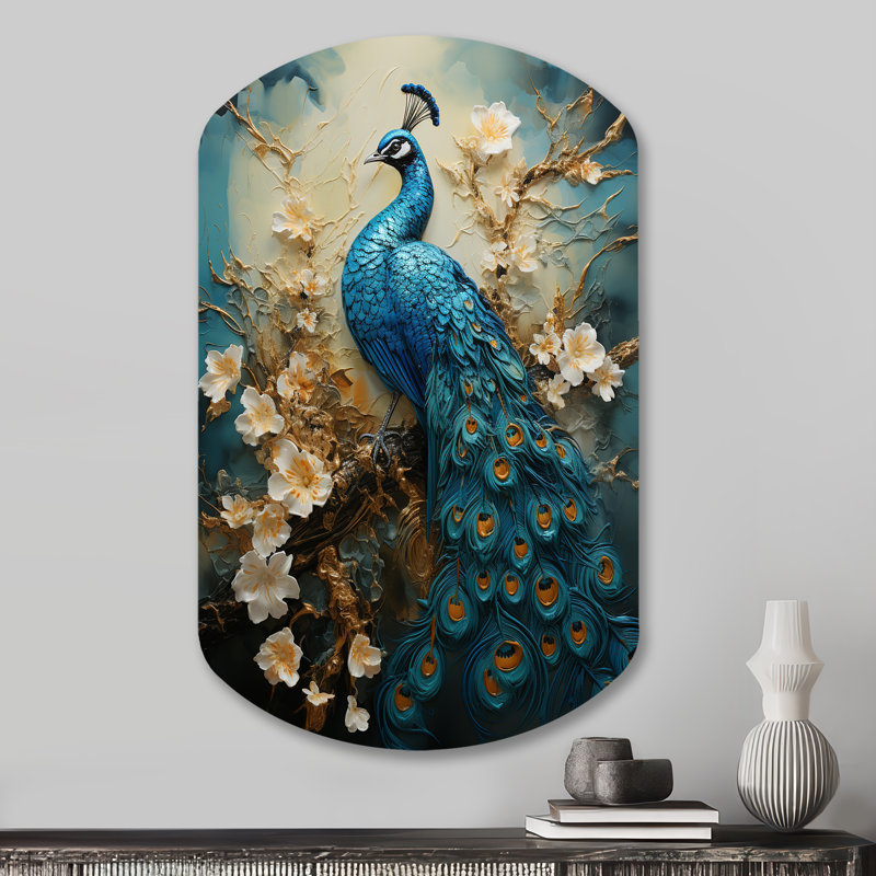 Décoration murale irrégulière en métal Thamim - Peacock, H 31 po x l 19 po