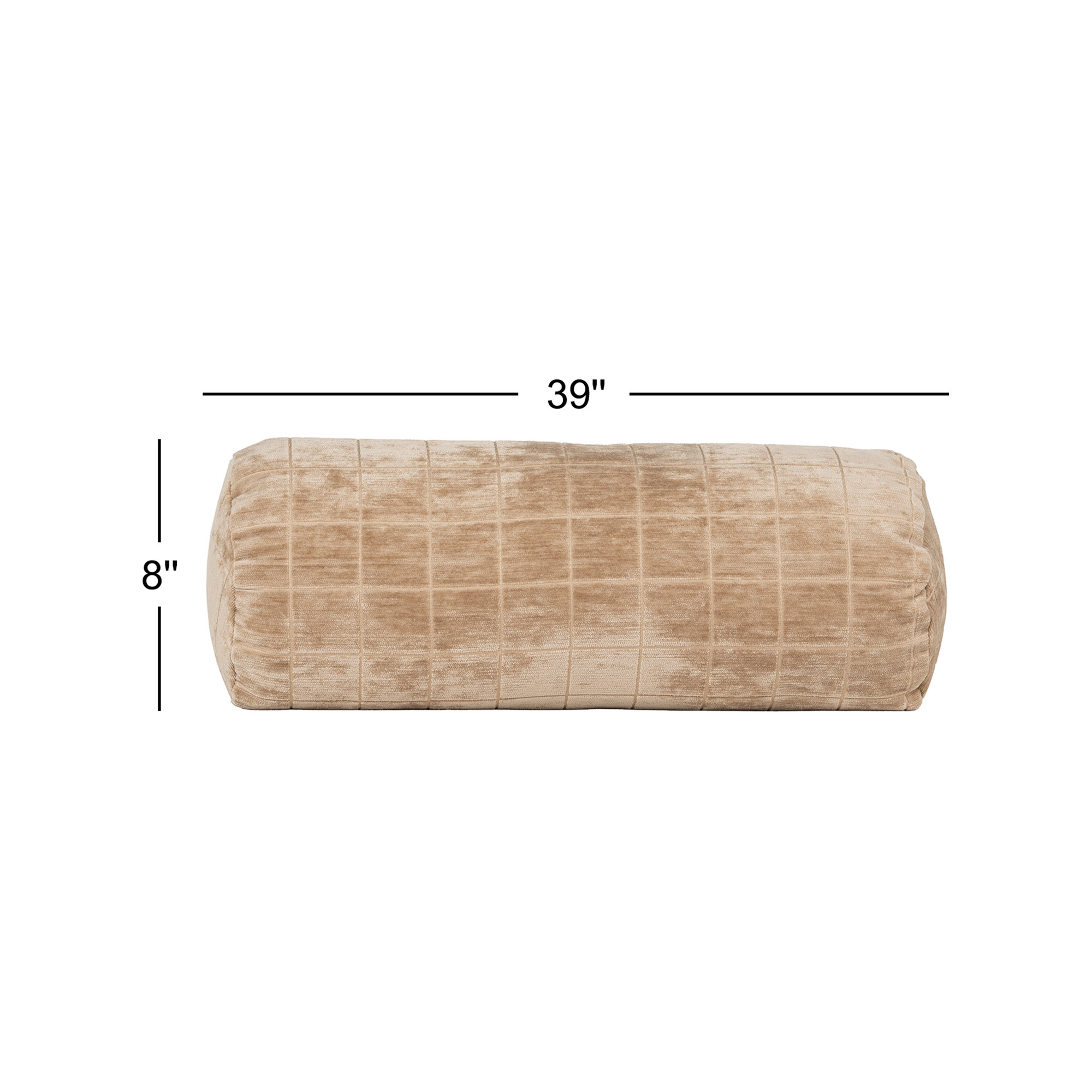 Otterville Velvet Grid Bolster Pillow, Beige Geometric, Bolster 8"H x 39"W