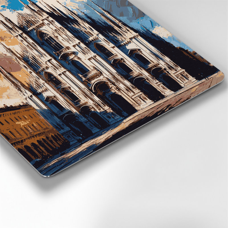 Art mural métallique en cités avec villes Milan, Italie, H 8 po x l 8 po