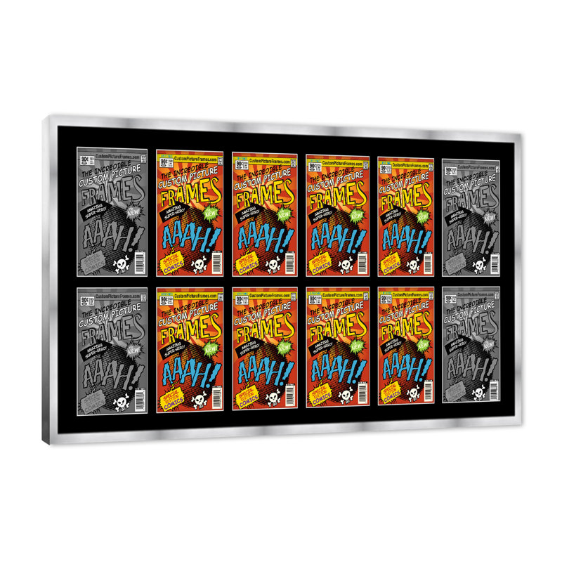 Wood Picture Frame with Mat, Black/Silver, 6.875" x 10.5"