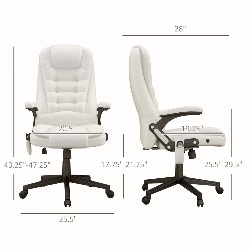 Fauteuil de bureau à haut dossier avec 6 vibrations HOMcom, Blanc