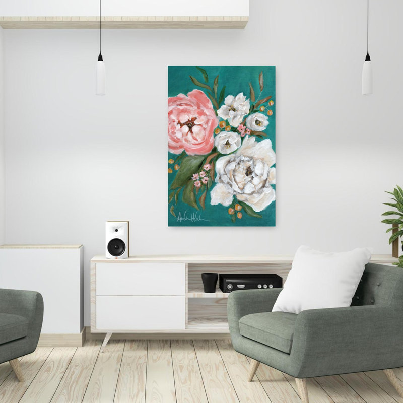 Art et fleurs de pivoines printanières, H 36 po x l 24 po