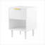 Table de chevet 22,83 po H blanc moderne 1 tiroir + tablette ouverte avec poignée dorée