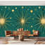 Papier peint adhésif autocollant amovible de style Mid-Century moderne vert, noir et bleu-129491070