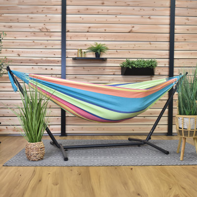 Hamac double en coton Byron Bay avec support en acier et sac de transport