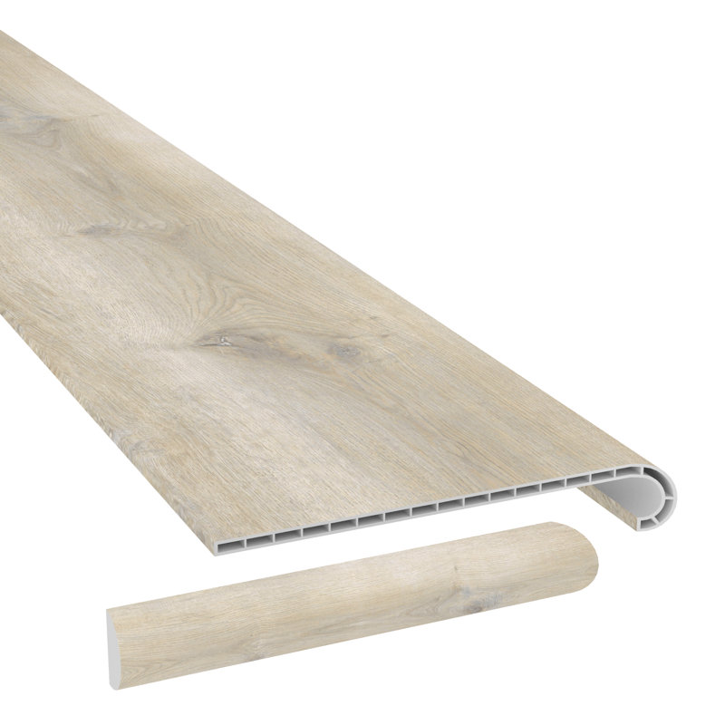 Coastline Cliff Light Brown Vinyl Stair Tread with Cap