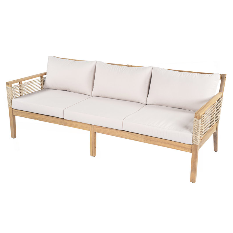 Canapé d'extérieur en bois d'acacia à 3 places pour la terrasse