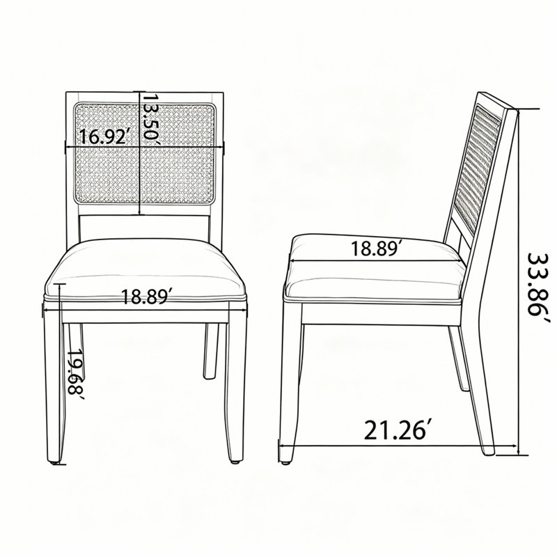 Ensemble de 2 chaises de salle à manger en rotin Farmhouse, Gris, Grey