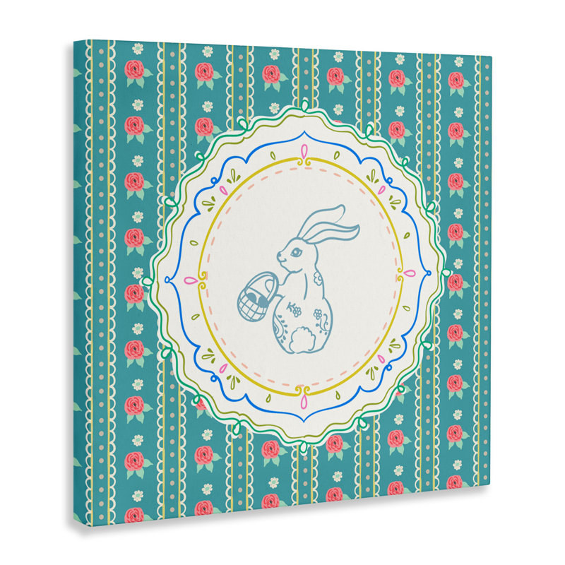 Toile de fleur avec motif de rayures de lapin, design par Angela Steahling, H 17 po x l 17 po