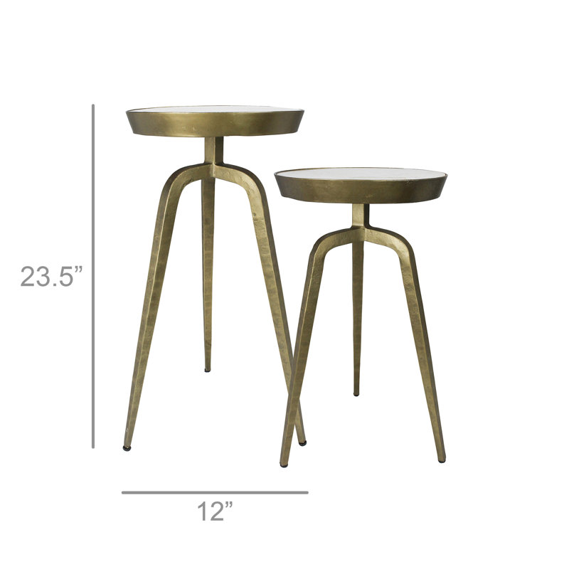 Brass and Marble End Table Set