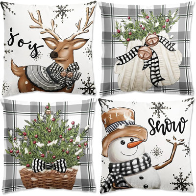 White Grey Square Throw Cushion