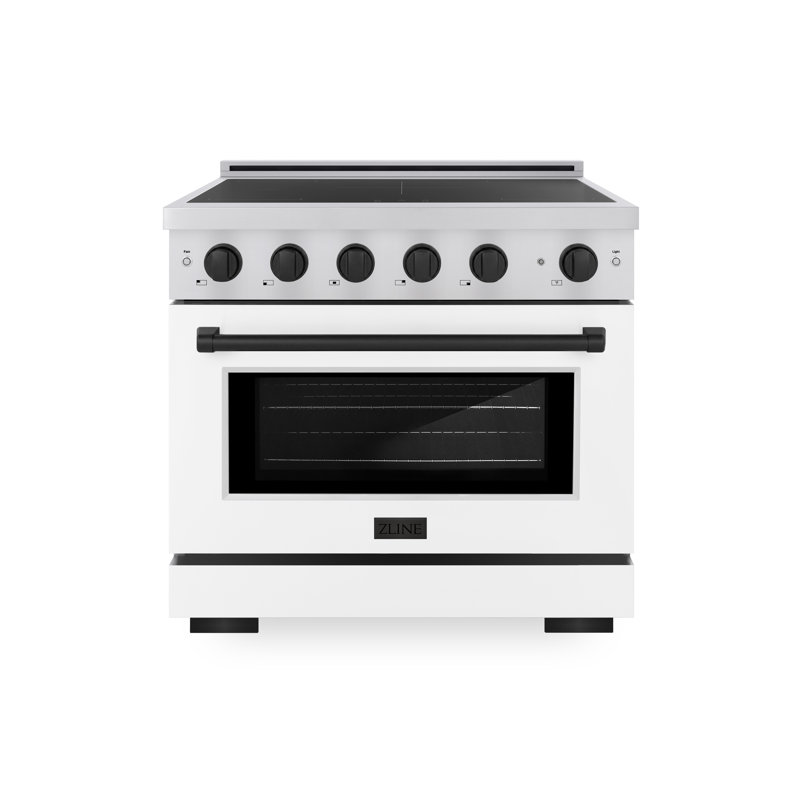 ZLINE Autograph 36 in. Stainless Steel Paramount Induction Range with White Door & Black Accents, Matte Black