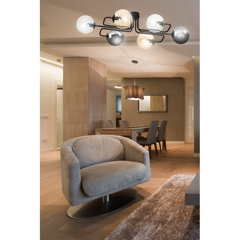Cadesia Glass Semi Flush Mount, Graphite/Amber/Transparent