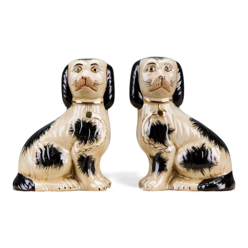 Staffordshire Style Black Dog Figurines Pair