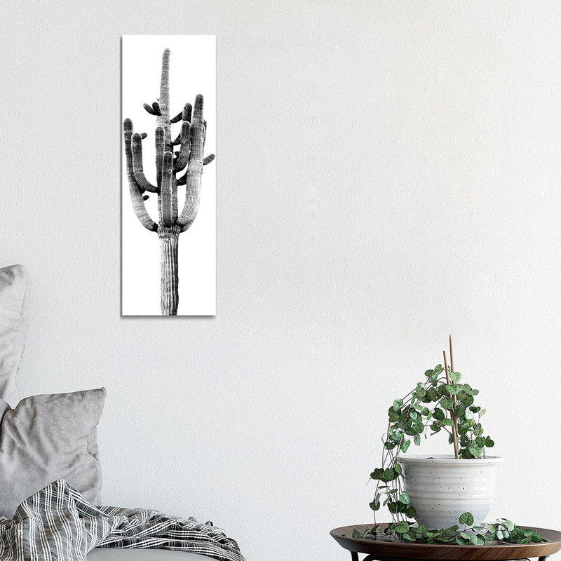 Black & White Saguaro Cactus II by Mia Jensen - Wrapped Canvas Panoramic Print, 91.44cm H x 30.48cm W x 1.91cm D