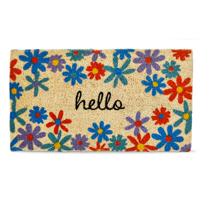Hello Daisy Coir Mat Multi Everyday Indoor Outdoor Doormat