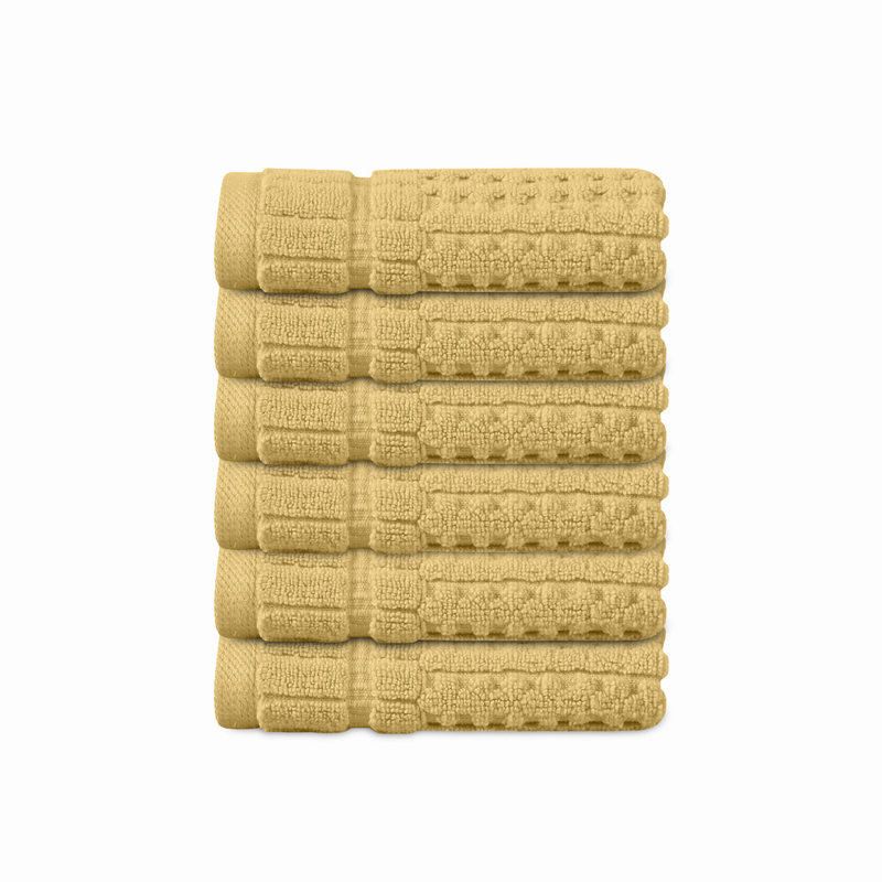 Ensemble de serviettes 6 pièces Willow - 100% coton peigné, 630 g / m², jaune, ultra doux et très absorbant (6 serviettes de toilette)
