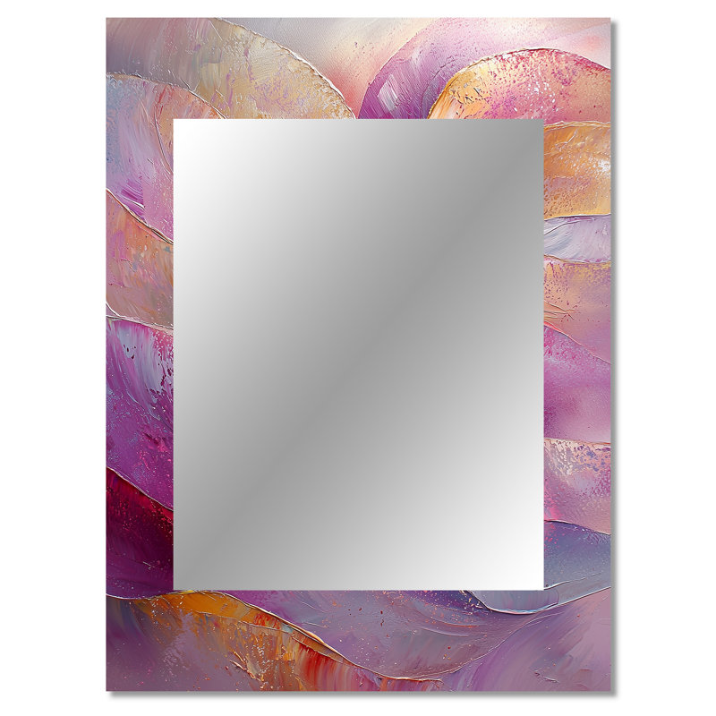 Abstract Lavender Tranquillity Balance III - Large Wall Mirror On Metal, 40" x 30"