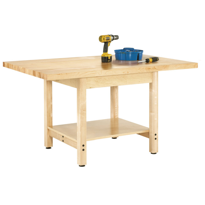 Établi à plateau en bois, l 72 po x P 36 po