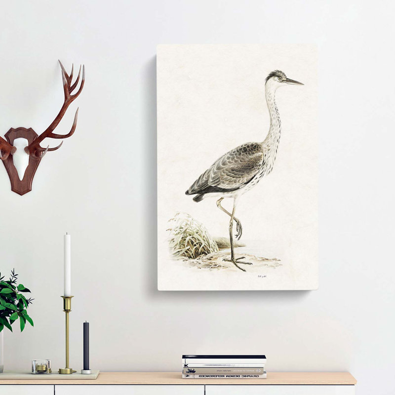 Grey Heron by Von Wright - Wrapped Canvas, 91cm H x 60cm W x 3cm D