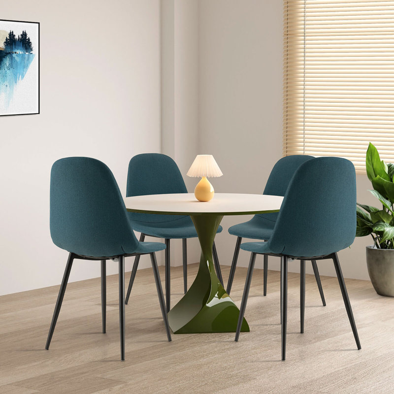 Bassiru 19'' H Linen Upholstered Side Chair, Blue