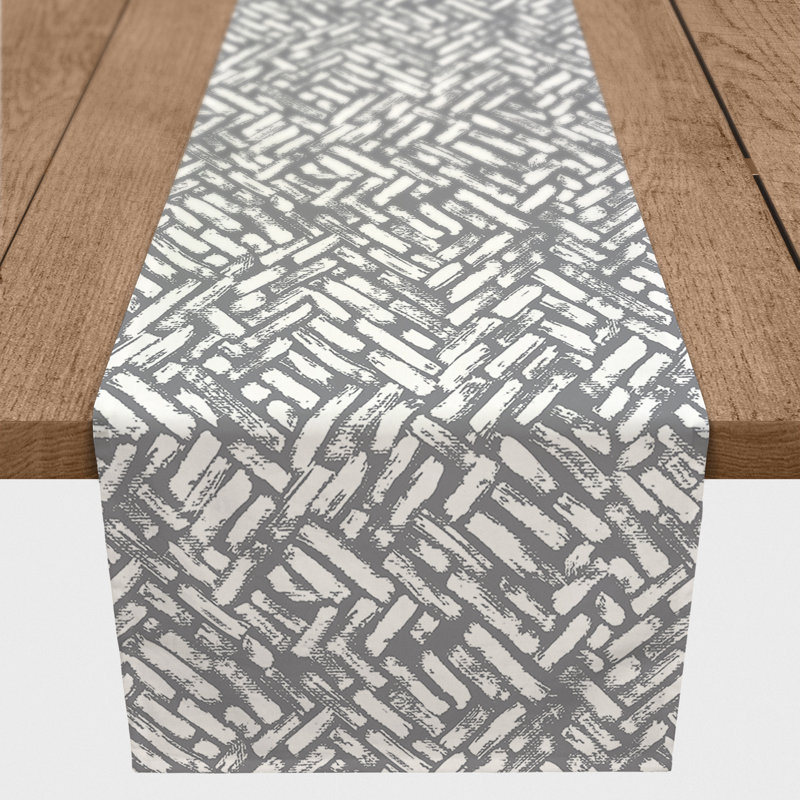 Chemin de table roughhexagon Askerby, Gris, 72 po x 16 po, Whipton Strokes 