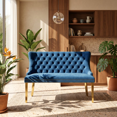 Banc de salle à manger capitonné en velours l 22,7 po x P 45,6 po x H 35,2 po A&A Furniture