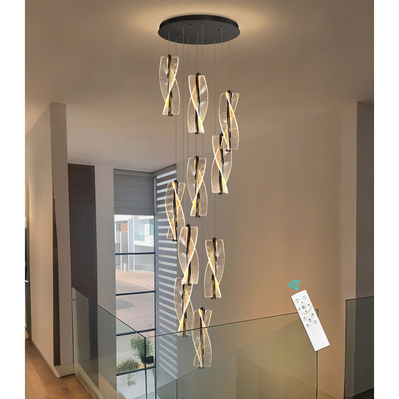 Lustre 1 lumière DEL moderne en acrylique à intensité variable noir, 720 Lumens, 78.7" H x 4.7" W x 4.7" D, Matte Black