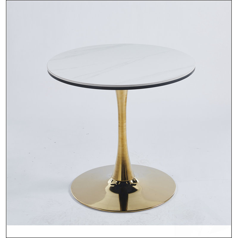 Circular Coffee Table Essential at home, durable and sturdy, and attractive, White, Gold