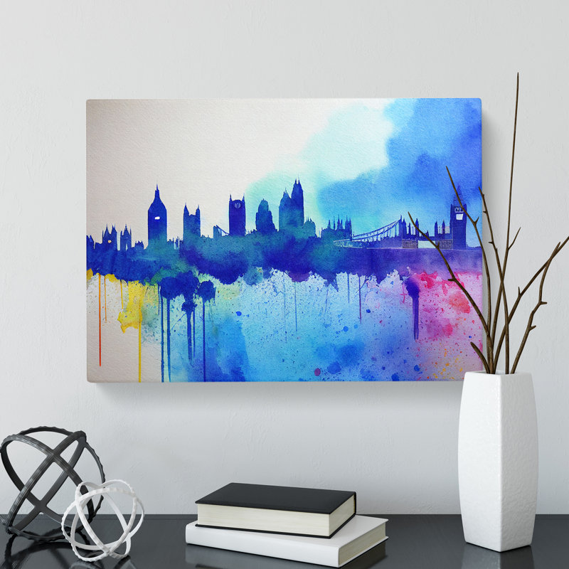 Bold London Skyline Watercolour Vol.4 Abstract - Wrapped Canvas, 40cm H x 60cm W x 3cm D