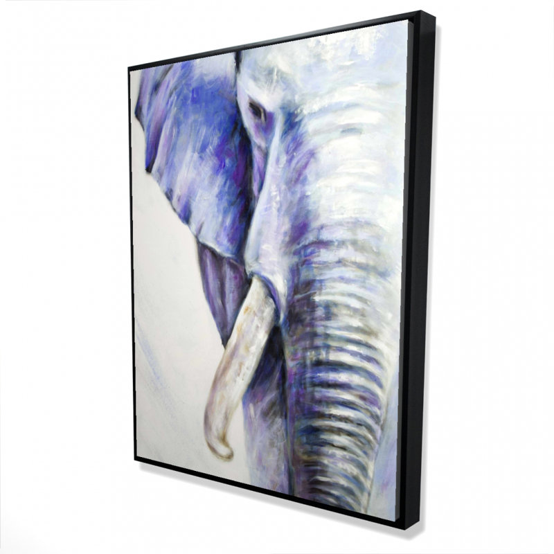 Blue Elephant Print On Canvas, H 48 po x l 36 po