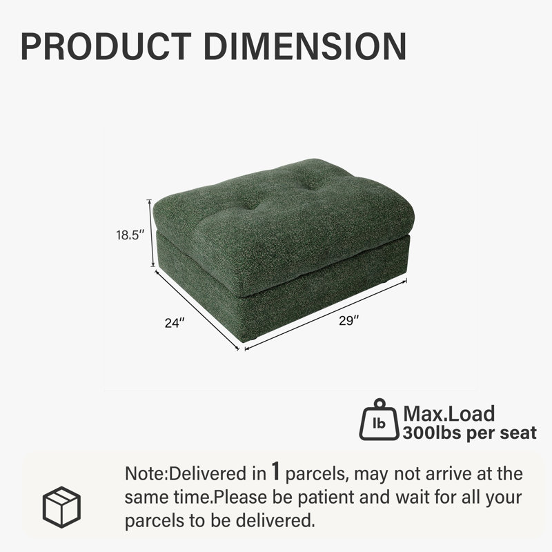 29" Ottoman With Storage, Green