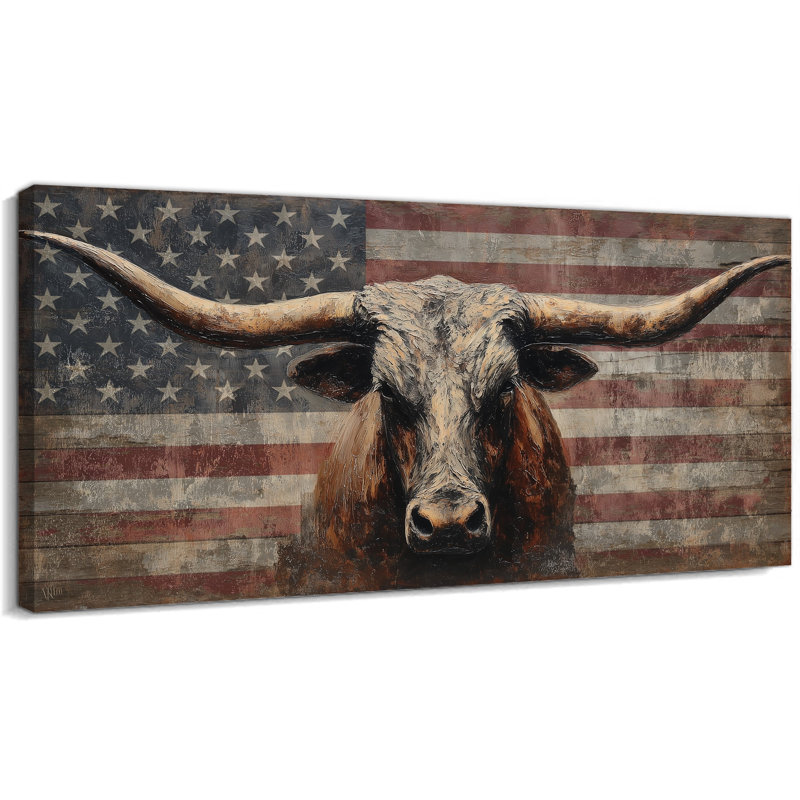  Très grande vache patriotique Highland, H 30 po x l 60 po