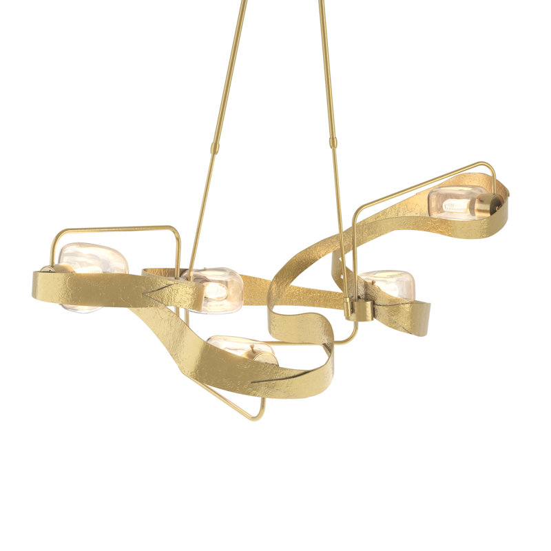 Graffiti 5 - Light Unique/Statement Modern Linear Chandelier, 43.3" - 63.5", Modern Brass