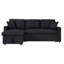 Canapé-lit modulaire réversible en tissu de lin noir de 82 po avec méridienne de rangement